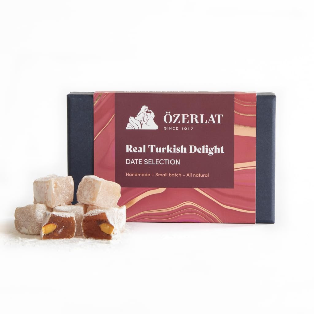 Ozerlat Turkish Delight Date Selection – Luxury Gourmet Artisan Dessert Sweets, Premium Quality Natural Ingredients, Vegan, Gluten Free (200g)