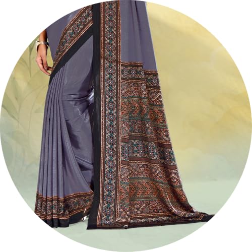 Image of Jaanvi fashion Women's Crepe Silk Saree with Unstitched Blouse Piece | Soft Lightweight Traditional Ethnic Wear Saree for Party, Wedding, Festival