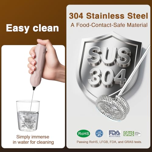 Image of SUPRUS Ultra Fast Handheld Milk Frother Double Whisk with Stand 2 Batteries Stainless Steel for Lattes Cappuccino Matcha Hot Chocolate Coffee Bar Accessories Kitchen Gadgets Gift (Pack of 2)