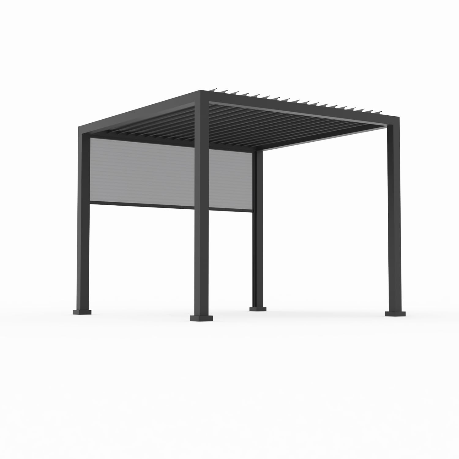 anndora Aluminium Pergola Gartenpavillon 3 x 3 m – Wetterfeste Pergola mit Lamellendach, Grau Pulverbeschichtet