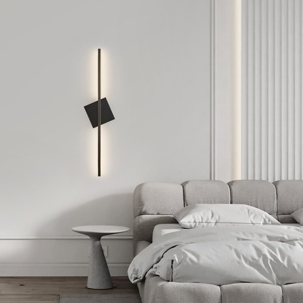 długie kinkiety paskowe, Mosiężny kinkiet liniowy 23,6 cala Regulowany LED 3000K-6000K(Dark)