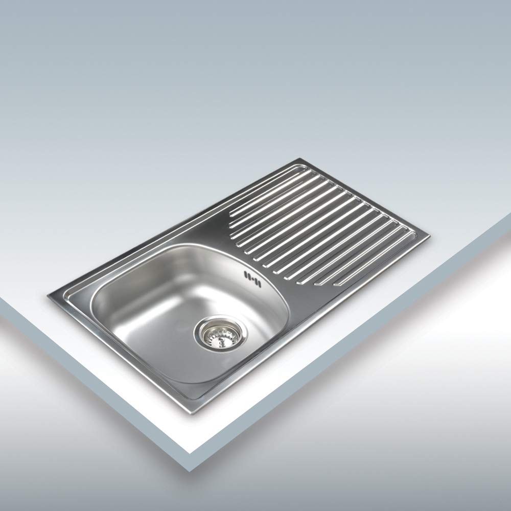 Cata Fregadero Sobre Encimera, Modelo CDS 1, Fregadero Cubeta cuadrada con escurridor, Instalación en Mueble de 45 cm, Acabado en Acero Inoxidable, Profundidad de 15 cm, Acero Inoxidable, 45 x 15 cm