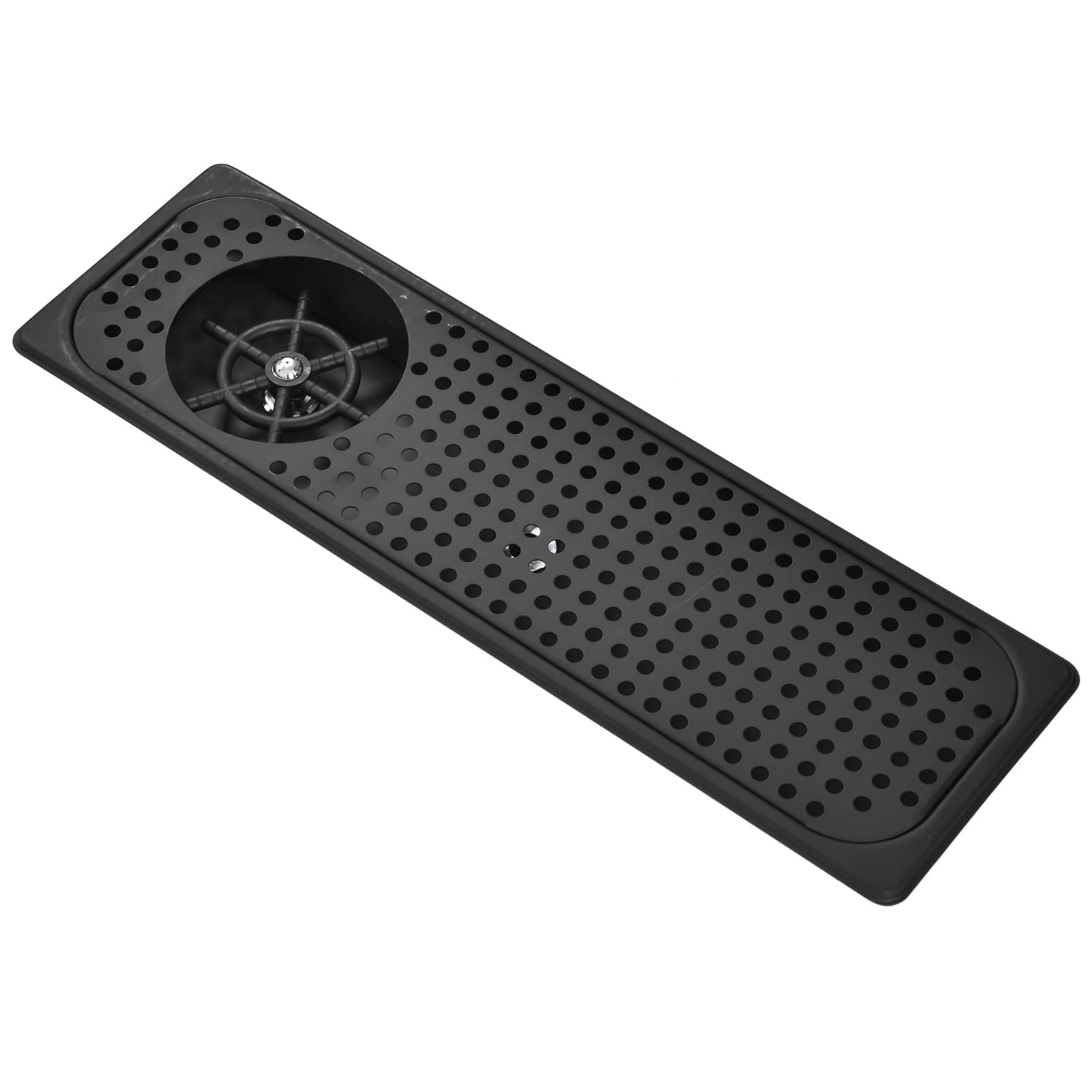 Fregadero Lavavasos Automático de Acero Inoxidable para Barra con Conector G1/2in - de Descarga Rápida (FC-13-2 Estilo extendido [Negro])