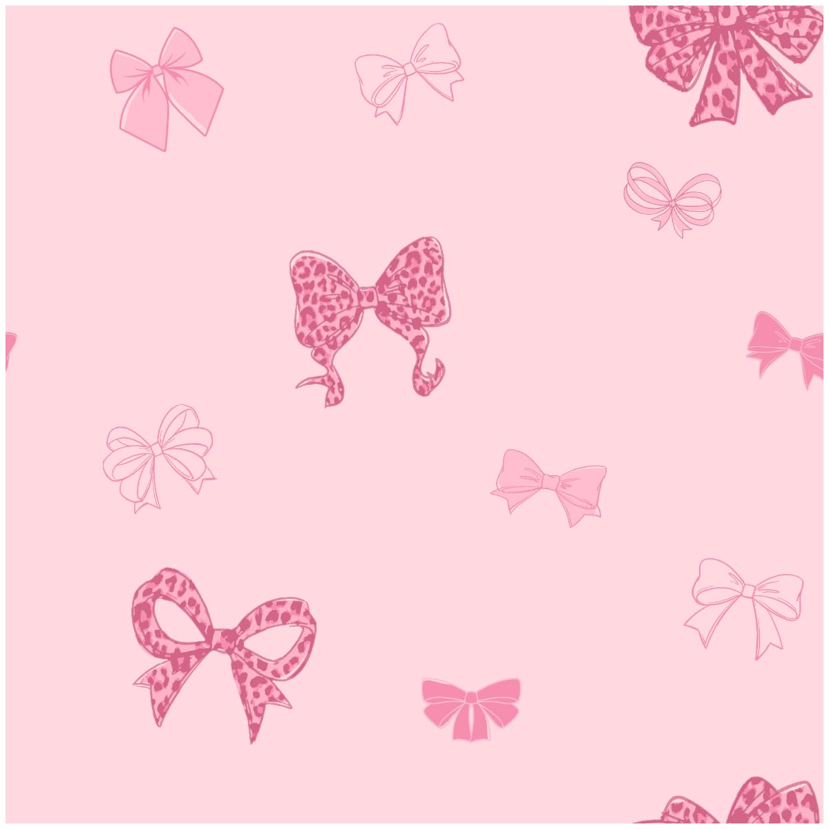 Pink Bow Pattern Wallpaper with Ribbon Design Animal Print Detail, Decorative Wall Covering for Bedrooms Nurseries and Feature Walls, Elegant Whimsical Interior Décor