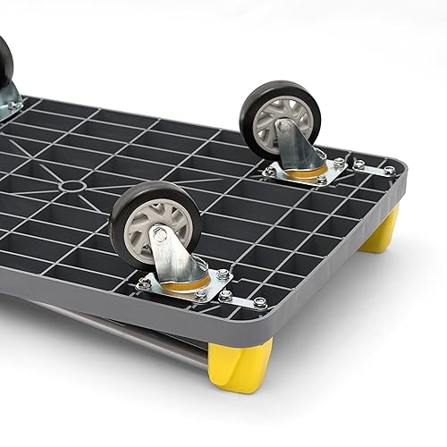 Image of Equal 400kg Portable Foldable Platform Trolley - Heavy-Duty PP Frame - 360 Degree Rotating High-Density PU Wheels - 1-Year Warranty - Warehouse, Factory and Industrial Use (90cm x 60cm)