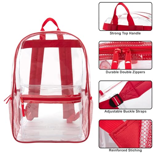 Image of Trail maker Clear Backpack Heavy Duty with Padded Straps, Side Pockets for Kids, Boys, Girls, School, Stadium Approved Events