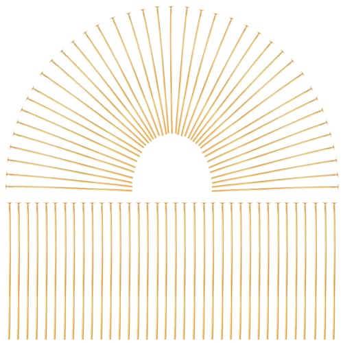 SOFPLATE 1 Box 600Pcs Fine Straight Pins Sewing Gold Flat Head Pins 30mm Long Flat Headpin Bulk Jewelry Findings for Jewelry Making Accessories DIY Dangle Earring Crafts Women Adult Supplies