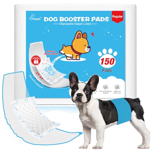 Image of Dog Diaper Liners for Dog Diapers Male and Female 150ct Super Absorption Disposable Booster Pads for Most Reusable Pet Belly Bands, Washable Puppy Diapers Wraps