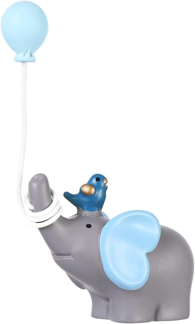 NUOBESTYElephant Cake Decoration Lovely Balloon Elephant Doll Resin Cake Ornaments Baby Shower Cake Topper Decoration for Party Supplies ( Sky- Blue )