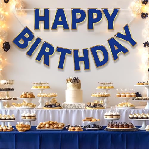 Image of Pre-Strung Happy Birthday Banner - Navy Blue Party Decorations