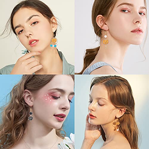 Sunnyclue 1 Box Diy 8 Pairs Halloween Themed Earring Making Kits Halloween Alloy Charms Bat Magic Hat Spider Pumpkin Pendants Charms & Earring Hooks For Women Beginners, Instruction #TOP5