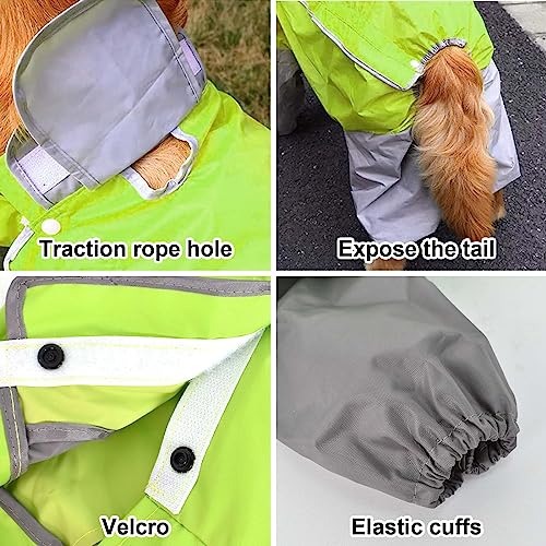 Regenmantel für Hunde,Hunderegenmantel,Wasserdichter Hundemantel mit Kapuze,Leichte Regenjacke Hund Geeignet für Mittlere und Große Hunde den Hundespielplatz und den Urlaub mit Hund -Grün (22)