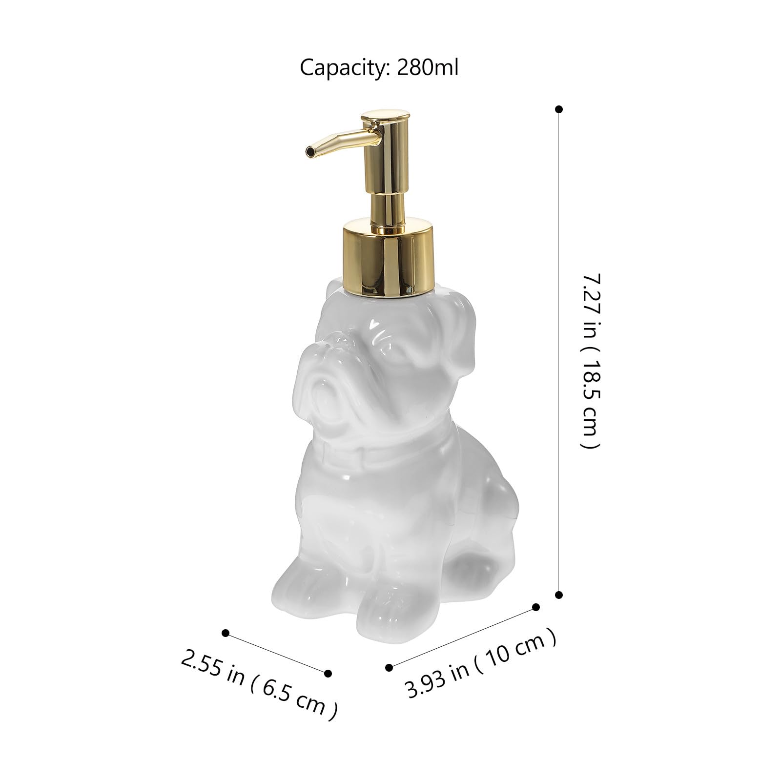 Dosificador de Jabón de Cerámica Blanco 280ml Bomba Antirretorno, Diseño Moderno y Elegante para Baño y Ducha