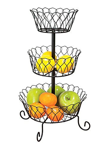 Carol Wright Gifts 3-Tier Wire Basket,Black,One Size Fits All