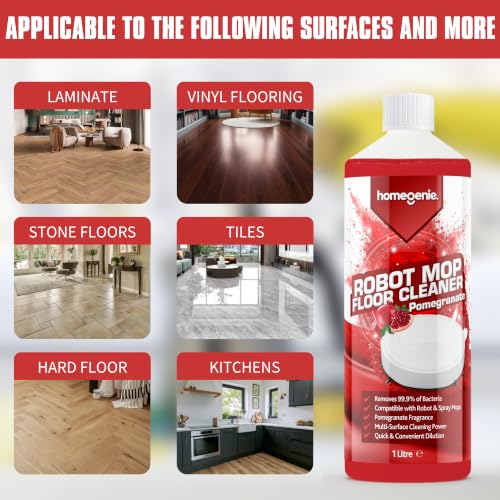 HomeGenie Floor Cleaner for Robot Mops 1L, Pomegranate Scent - Image 4