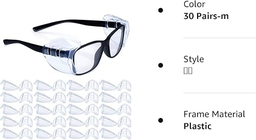 Miniatura 8 de 30 pares de protectores laterales de seguridad grandes, protectores laterales deslizantes, se adaptan a marcos de anteojos pequeños a medianos,
