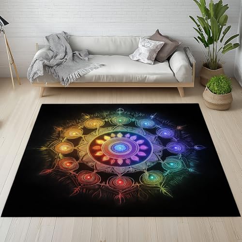 Tapis de salon géométrique mandala 150x210 cm lavable et antidérapant - 4
