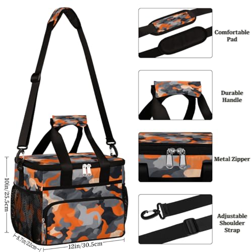 Camo Skin Insulated Picnic Backpack Lunch Box for Women Men Picnic Basket Tote Lunch Bag Picnic Bag Portable Lunch Bags for Picnic, Beach, Work, Trip,Office, Camp Fashion Camouflage