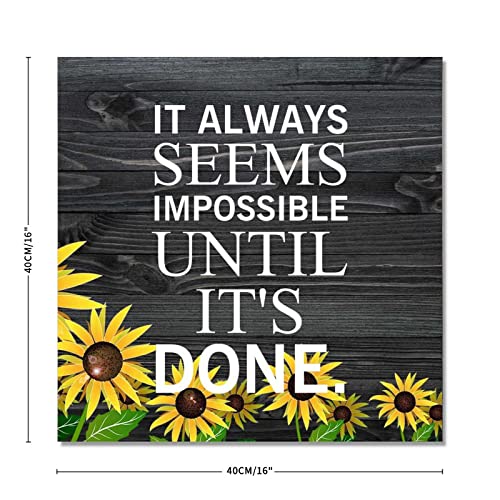 Cadre bois tournesol avec citation inspirante pour la maison
