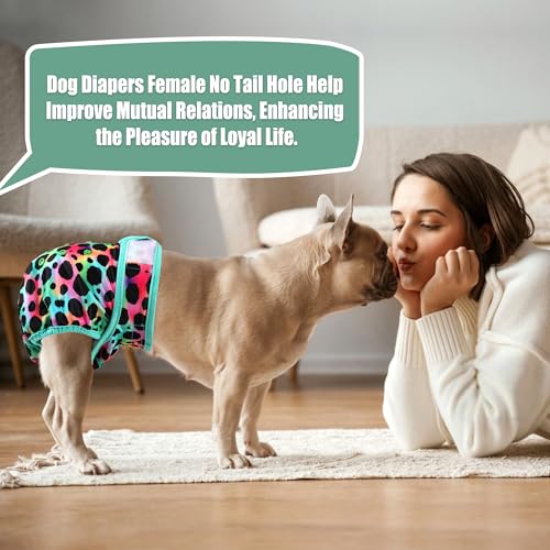 Image of wegreeco XX-Large Dog Diapers Female No Tail Hole, Reusable French Bulldog Diapers Female (Cow Pattern XX-Large)