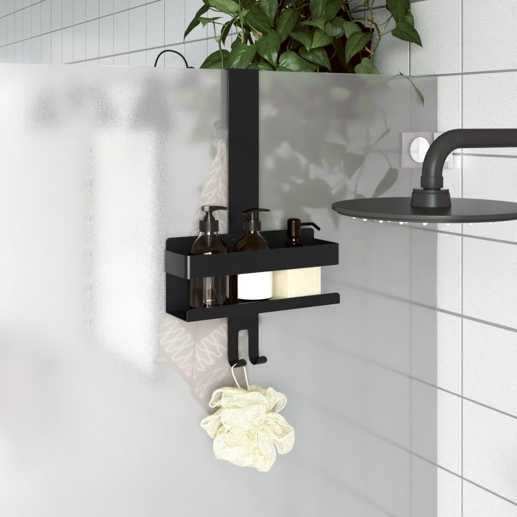 Duschcaddy - Estantería colgante de acero inoxidable 304, 41 cm de altura, con gancho para puerta de ducha de hasta 25 mm, soporta hasta 20 kg, práctico sistema de almacenamiento