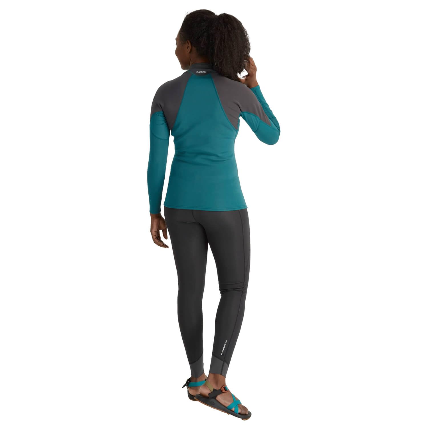 NRS Neopren Shirt Hydroskin 0.5 Langarm Harbor Damen, Neopren Longsleeve Türkis, Terraprene, Titanium-Wärmereflexion, Form-Fit, Rashguard-Panels, Wassersport, Kajak, SUP, Rafting