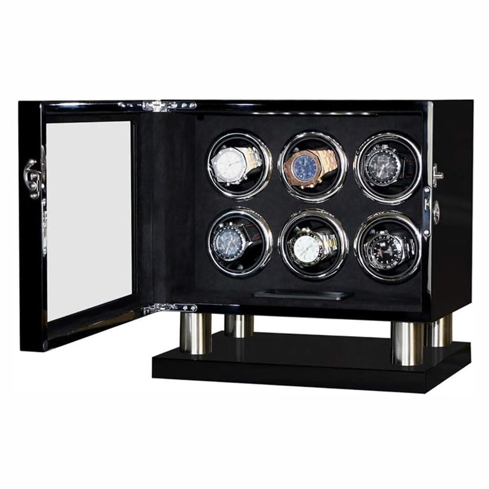 HGTRH Watch Winder, Watch Winders for Automatic Watches Watch Shaker Watch Spinner Watch Winder 6 Black