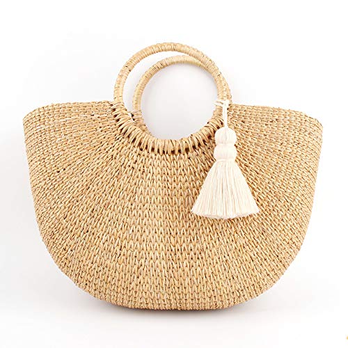Qtmy Beige Tassel Keychain For Women,Cute Boho Bag Charm Pendant Keyring Purse Handbag Decor #TOP1