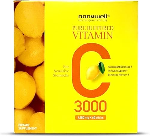 Miniatura 2 de Vitamina C pura tamponada 3000 mg por porción, suplemento dietético para apoyo inmunológico - 60 barras x 1 botella, suministro de 2 meses (60