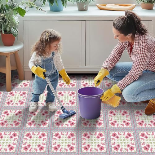Image of Moroccan Tile Stickers | Waterproof Self Adhesive Peel & Stick Tile Decals for Kitchen Backsplash, Bathroom Wall, Floor, Furniture & Glass (6x6 Inch, Design 12, 40 Pic)