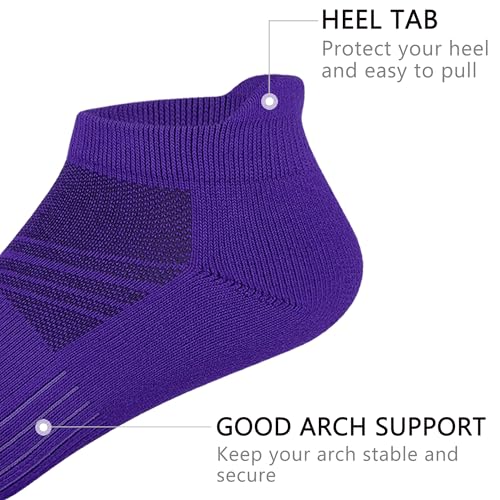Image of Women's & Men's Breathable Athletic Running Low Cut Socks Cotton Cushioned Ankle Tab Socks, 5 Pairs