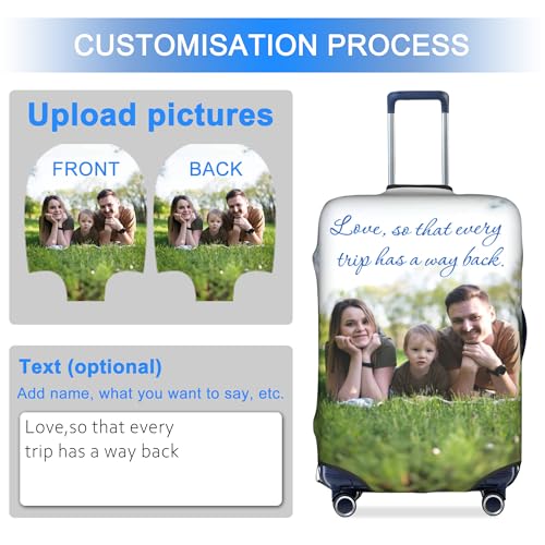 Custom Luggage Cover Personalized Suitcase Cover Add Your Name Photo Text Logo Double Sided Design Customized Elastic Protector Washable luggage cover protector for Travel（S-XL (White, S)2