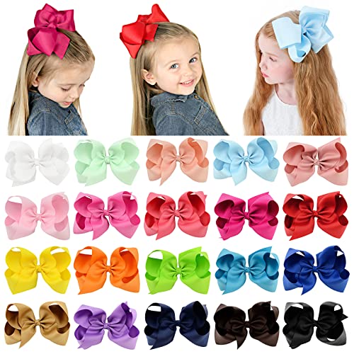 20PCS Big 6 Inch Hair Bows for Girls Grosgrain Ribbon...