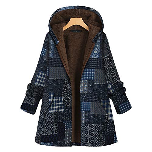 YOMXL Women Classic Pea Coat Winter Warm Faux Fur Fleece Outdoor Jackets Casual Printed Hooded Outwear