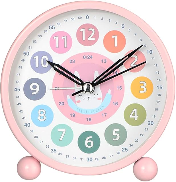 HZDHCLH Kids Alarm Clock Cute Animal Learning Clock Silent With Night LightSuitable for Children's Bedroom Desk Bedside (pink)