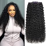PINJUOO Curly Bundles Human Hair 18 20 22 Inch 100% Unprocessed Weave Brazilian Hair Curly Bundles Water Wave Sew in 3 Bundles Wet and Wavy Hair Extensions Natural Color for Women