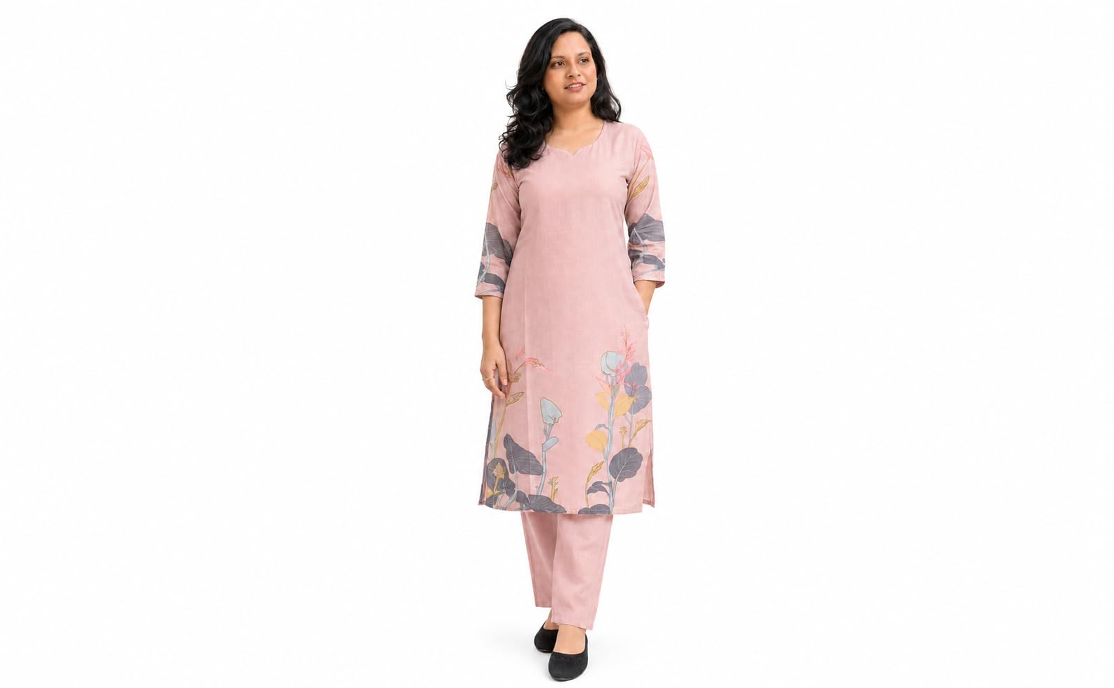 bonclaire Women Dusty Pink Printed Mull Cotton Two Piece Co-ord Set-picture-41