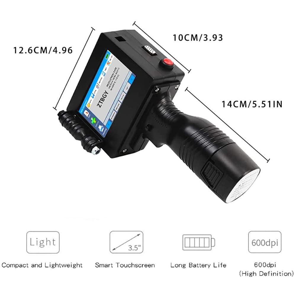 Draagbare Imprimante à jet d'encre intelligente, 600 Dpi, haute définition, imprimante sans fil, logo, barre, code, carte, datum, avec écran tactile HD LED 4,3"