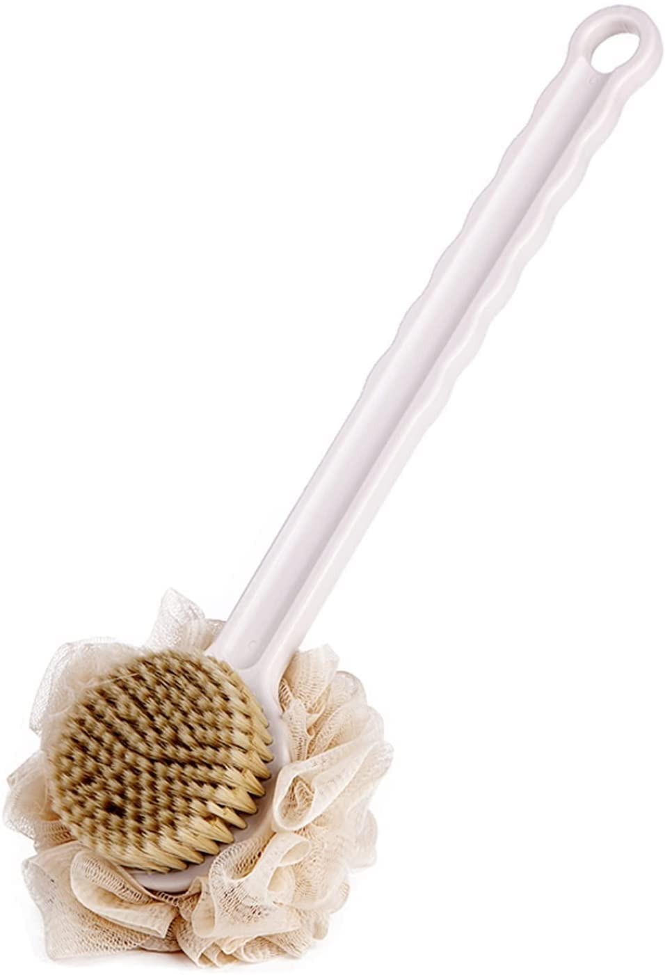 Duschkörperbürste, Backwäscher Bath Mesh-Schwamm mit langem Griff for Haut-Peeling-Bad, Massage-Borsten, die for nass oder trocken geeignet sind, Männer und Frauen