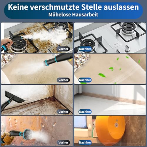 Limpiador a vapor, 6 Velocidades Vaporeta Limpieza de Mano, vaporeta limpieza hogar potente 2500W, 2500ML Limpiador vapor portátil, limpiador de vapor multiusos con 12 accesorios para Cocina,sofá - imagen 8