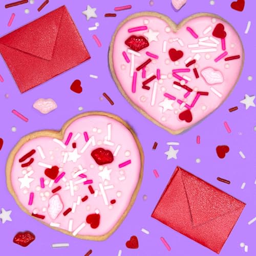 Image of Fancy Sprinkles Limited Edition V-Day Love Note Sprinkles Non-Pareils Pink and Red Dessert Decorating, Real Sugar, Edible Glitter, For Ice Cream, Cookies, Cakes and Cupcakes (0.5c)