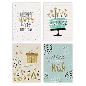 Happy-Birthday-Cards-100-Pack-4-x-6-inch-4-Cover-Designs-Blank-Inside-by-Better-Office-Products-with-Envelopes-Elegant-Gold-Collection-100-Pack