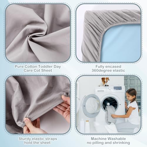 Image of VitalCozy 20 Pack Baby Crib Sheets for Boys and Girls, Fitted Cotton Daycare Crib Sheets, Breathable Microfiber Toddler Bed Mat Sheet for Standard Mattress Daycare Nap Mat, 24 x 48 Inch(Grey)