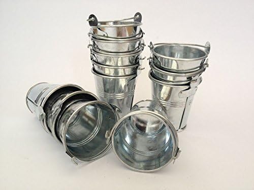 Set Of 3, 6 Or 12 Small Mini Buckets Party Wedding Favours Crafts Metal Pails
