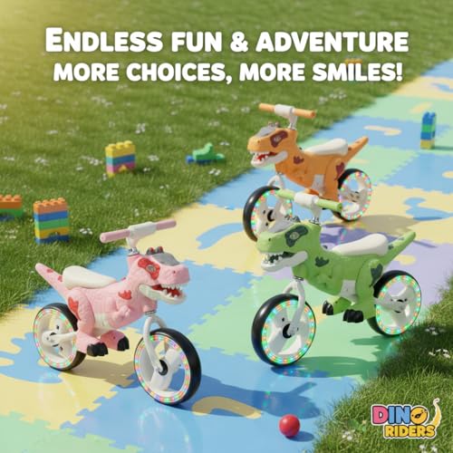 QMHHRJT Pink Dinosaur Balance Bike, 10in Toddler Girl Bike 3-5 with Lights by QMHHRJT - Used condition - Image 7