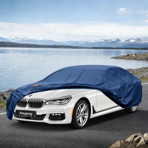 Image of Kaugung Custom Fit Car Cover for BMW 7 Series 730 740 745 750 760 (1977-2026), Heavy Duty Waterproof All Weather Outdoor Protection, Breathable Full Exterior Cover with Vent, Rain Sun Snow UV Proof