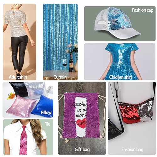 Manyshofu Mermaid Sequin Fabric Shimmer Reversible Sequin Fabric, Wall Flip Sequin Fabric Mesh Glitter Fabric for Sewing DIY Graffiti Wedding Half of Yard - Two Tone Gold & Purple