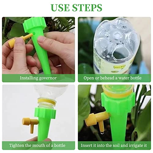 12PCS Automatic Irrigation Drippers with Slow Release Vacation Plant Self Watering Spikes Device Drip Irrigation System with Adjustable Control Valve Switch Design for Garden Plants Indoor Outdoor - Image 6