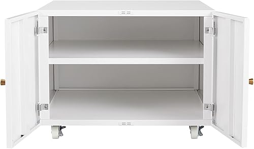 Miniatura 5 de AMNOOL Organizador de muebles de oficina, organizador de gabinete de acero de 2 puertas, base rodante móvil, soporte de escritorio para impresora de