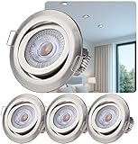 Sweet Led 3-Step-Dimming LED Einbaustrahler 5W 230V 400Lumen Decken Einbauleuchte 3 Stufen dimmbar Einbauspot schwenkbar – 3x chrom-nickel, rund, kaltweiß